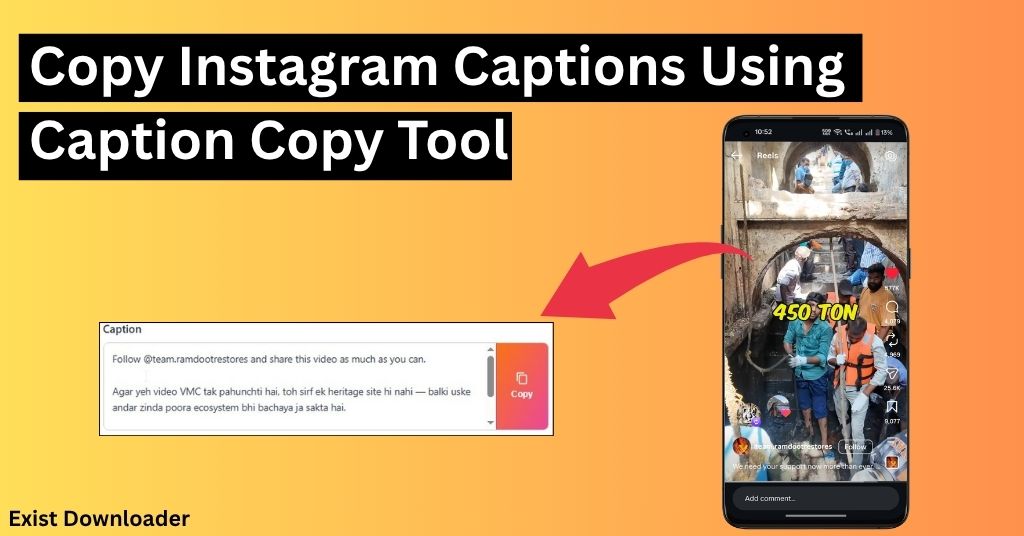 Copy Instagram Captions using Exist downloader tool
